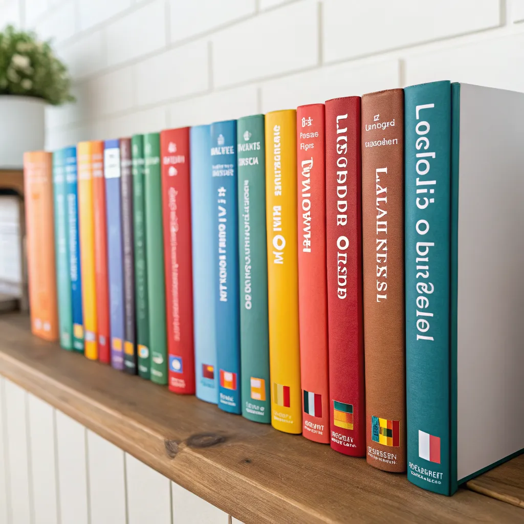 Colorful language books illustration